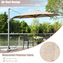 11ft Patio Offset Umbrella with 360° Rotation and Tilt System-Coffee
