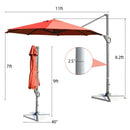 11ft Patio Offset Umbrella with 360° Rotation and Tilt System-Orange