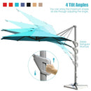 11ft Patio Offset Umbrella with 360° Rotation and Tilt System-Turquoise