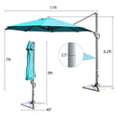 11ft Patio Offset Umbrella with 360° Rotation and Tilt System-Turquoise