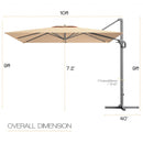 10x10 Feet Patio Offset Cantilever Umbrella with Aluminum 360° Rotation Tilt-Beige