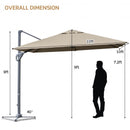 10x10 Feet Patio Offset Cantilever Umbrella with Aluminum 360° Rotation Tilt-Coffee