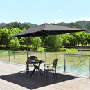 10x10 Feet Patio Offset Cantilever Umbrella with Aluminum 360° Rotation Tilt-Gray