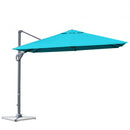 10x10 Feet Patio Offset Cantilever Umbrella with Aluminum 360° Rotation Tilt-Turquoise