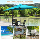 10x10 Feet Patio Offset Cantilever Umbrella with Aluminum 360° Rotation Tilt-Turquoise