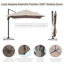 10x13ft Rectangular Cantilever Umbrella with 360° Rotation Function-Coffee