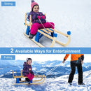 Folding Snowsled Portable Steering Slider with Pulling Rope and Metal Rail