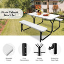 Picnic Table Bench Set for Outdoor Camping -White