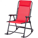 Outdoor Patio Headrest Folding Zero Gravity Rocking Chair-Red