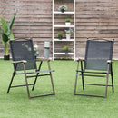 Set of 2 Patio Folding Sling Back Camping Deck Chairs-Black
