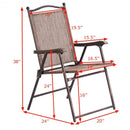 Set of 2 Patio Folding Sling Back Camping Deck Chairs-Coffee