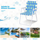 6 pcs Folding Beach Chair Camping Lawn Webbing Chair-Blue