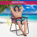 6 pcs Folding Beach Chair Camping Lawn Webbing Chair-Red