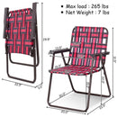 6 pcs Folding Beach Chair Camping Lawn Webbing Chair-Red