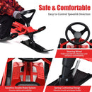 Kids Snow Sled with Steering Wheel and Double Brakes Pull Rope