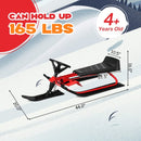 Kids Snow Sled with Steering Wheel and Double Brakes Pull Rope