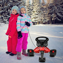 Snow Sled with Steering Wheel and Double Brakes Pull Rope Slider