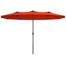 15 Ft Patio LED Crank Solar Powered 36 Lights  Umbrella without Weight Base-Orange