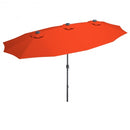 15 Ft Patio LED Crank Solar Powered 36 Lights  Umbrella without Weight Base-Orange
