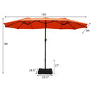 15 Foot Extra Large Patio Double Sided Umbrella with Crank and Base-Orange