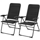 2 Pcs Outdoor Folding Patio Chairs with Adjustable Backrest for Bistro and Backyard-Black