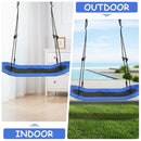 Saucer Tree Swing Surf Kids Outdoor Adjustable Oval Platform Set with Handle-Blue