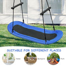 Saucer Tree Swing Surf Kids Outdoor Adjustable Oval Platform Set with Handle-Blue