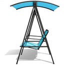 Outdoor Porch Steel Hanging 2-Seat Swing Loveseat with Canopy-Turquoise