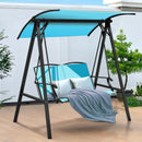 Outdoor Porch Steel Hanging 2-Seat Swing Loveseat with Canopy-Turquoise