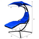 Hanging Stand Chaise Lounger Swing Chair with Pillow-Navy