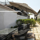 8ft Wall-Mounted Telescopic Folding Tilt Aluminum Sun Shade Umbrella-Tan