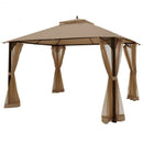 12’ x 10’Outdoor Double Top Patio Gazebo-Brown
