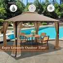 12’ x 10’Outdoor Double Top Patio Gazebo-Brown