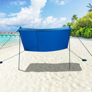7' x 7' Family Beach Tent Canopy Sunshade w- 4 Poles-Blue
