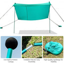 7' x 7' Family Beach Tent Canopy Sunshade w- 4 Poles-Green