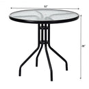 32" Outdoor Patio Round Tempered Glass Top Table with Umbrella Hole