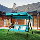 3 Seats Patio Canopy Cushioned Steel Frame Swing Glider Hammock-Blue