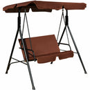 Loveseat Cushioned Patio Steel Frame Swing Glider-Coffee