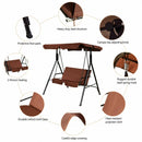 Loveseat Cushioned Patio Steel Frame Swing Glider-Coffee