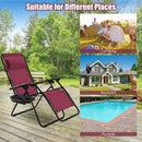 2 pcs Folding Lounge Chair with Zero Gravity-Wine