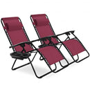2 pcs Folding Lounge Chair with Zero Gravity-Wine