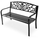 50" Patio Park Steel Frame Cast Iron Backrest Bench Porch Chair