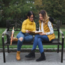 50" Patio Park Steel Frame Cast Iron Backrest Bench Porch Chair