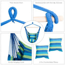 4 Color Deluxe Hammock Rope Chair Porch Yard Tree Hanging Air Swing Outdoor-Blue and Green