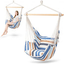 4 Color Deluxe Hammock Rope Chair Porch Yard Tree Hanging Air Swing Outdoor-Light Blue