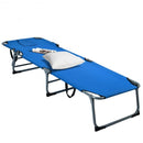 Folding Chaise Lounge Chair Bed Adjustable Outdoor Patio Beach-Blue