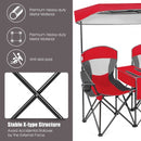 Portable Folding Camping Canopy Chairs with Cup Holder-Red