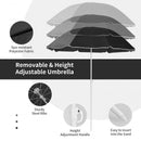 Portable Folding Picnic Double Chair With Umbrella-Black