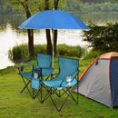 Portable Folding Picnic Double Chair With Umbrella-Turquoise