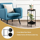 2 Tier Mid Century Modern Metal Plant Stand-Black